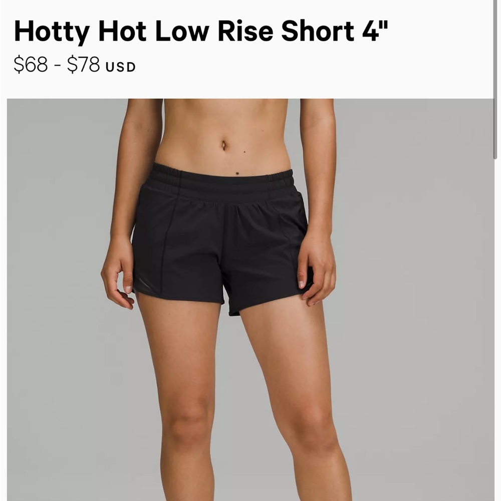Hotty Hot Short low rise size 6, 4.5 inch inseam black